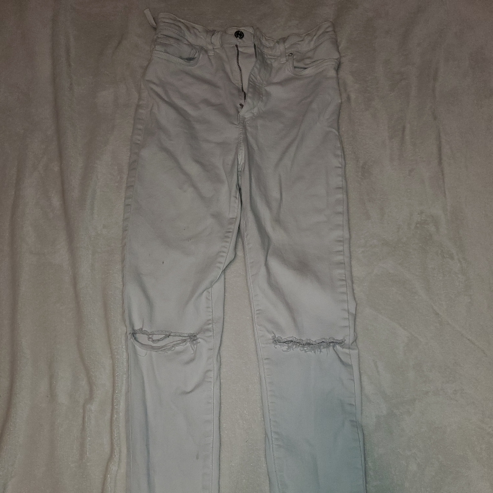 High waist white jeans